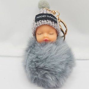 New 6 inch baby fluffy pom pom key chain / baby bag / baby shower gift ornament